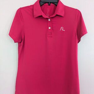Rhoback Womens Solid Performance Short Sleeve Polo Size Small Red